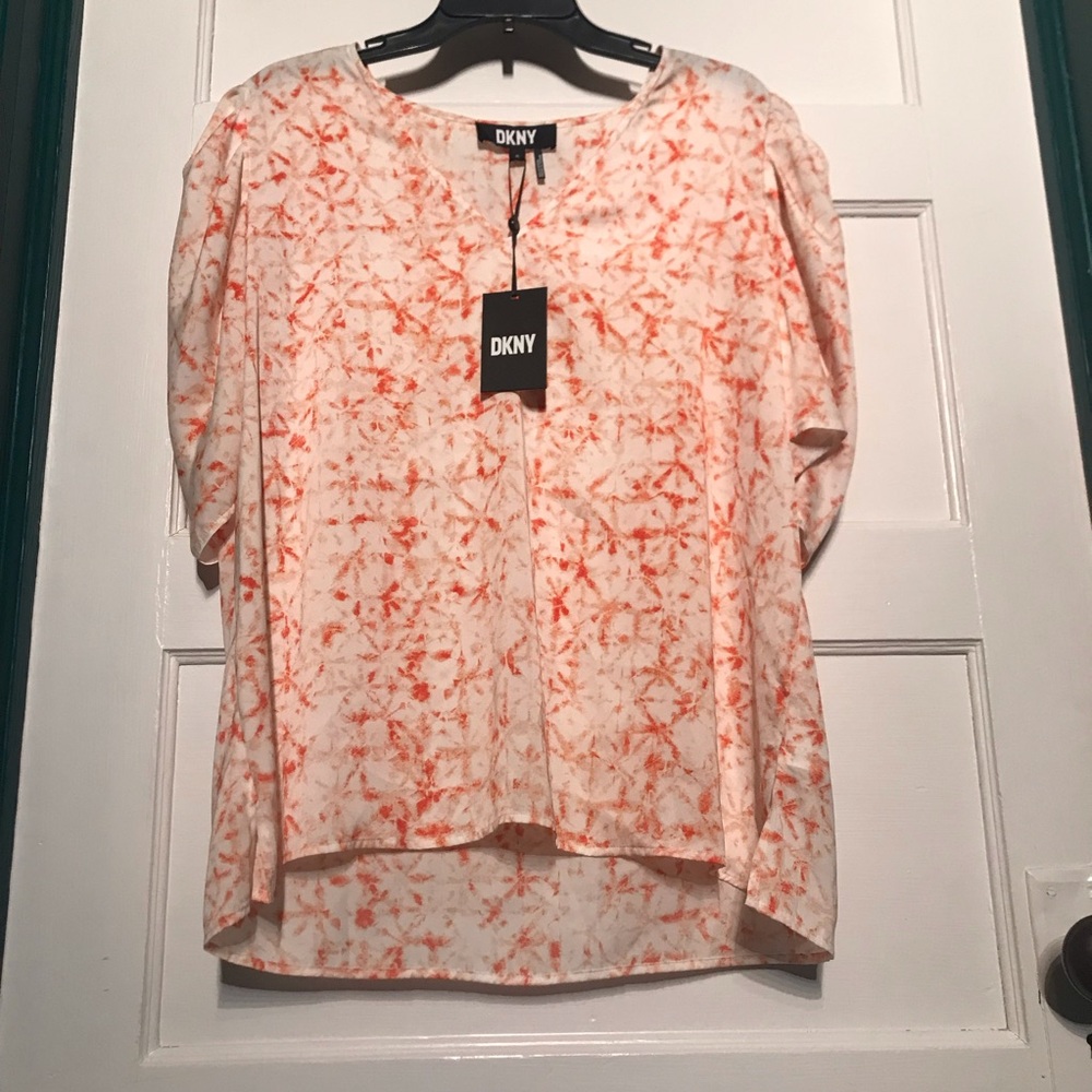 DKNY Women's Abstract Orange Blouse